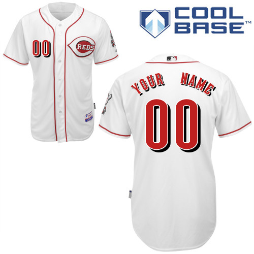 Customized Cincinnati Reds MLB Jersey-Men's Authentic Home White Cool Base Baseball Jersey